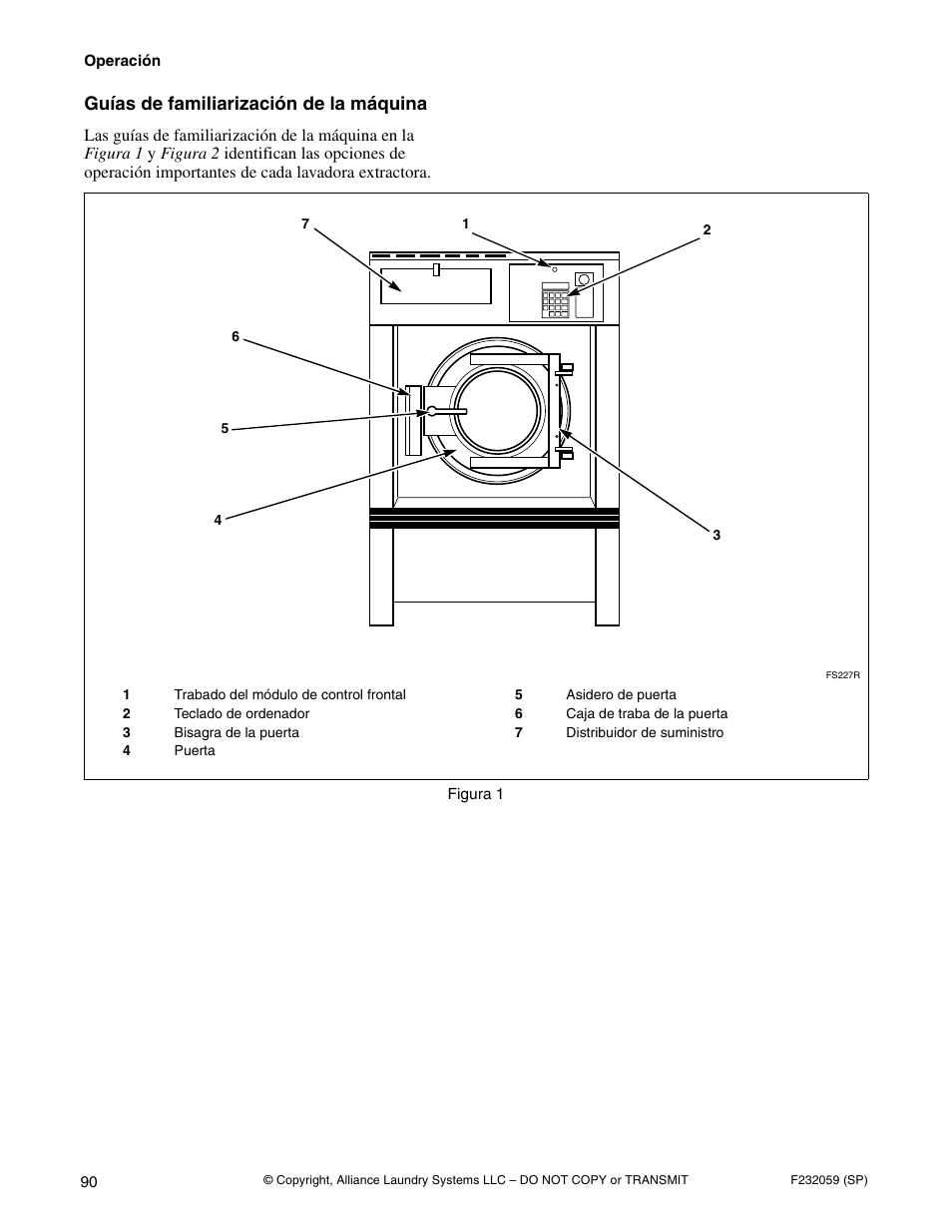 Guías de familiarización de la máquina | Alliance Laundry Systems UF35PV User Manual | Page 92 / 162