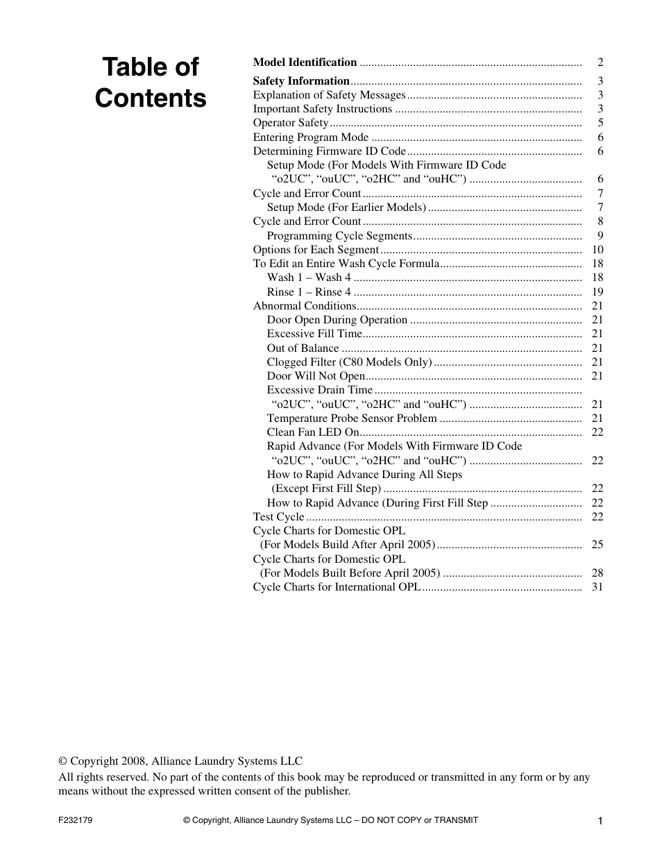 Alliance Laundry Systems F232179R5 User Manual | Page 3 / 36
