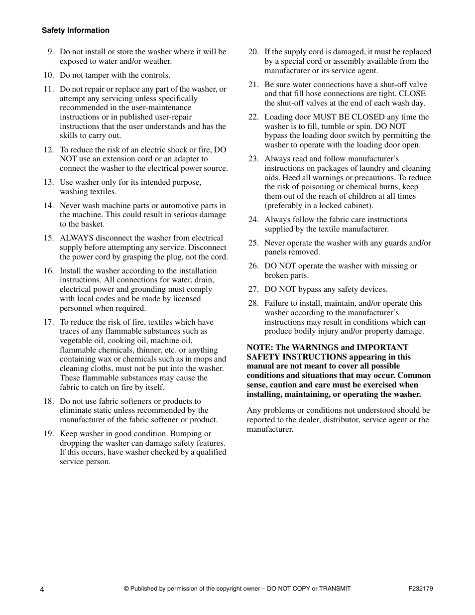 Alliance Laundry Systems F232179R5 User Manual | Page 6 / 36