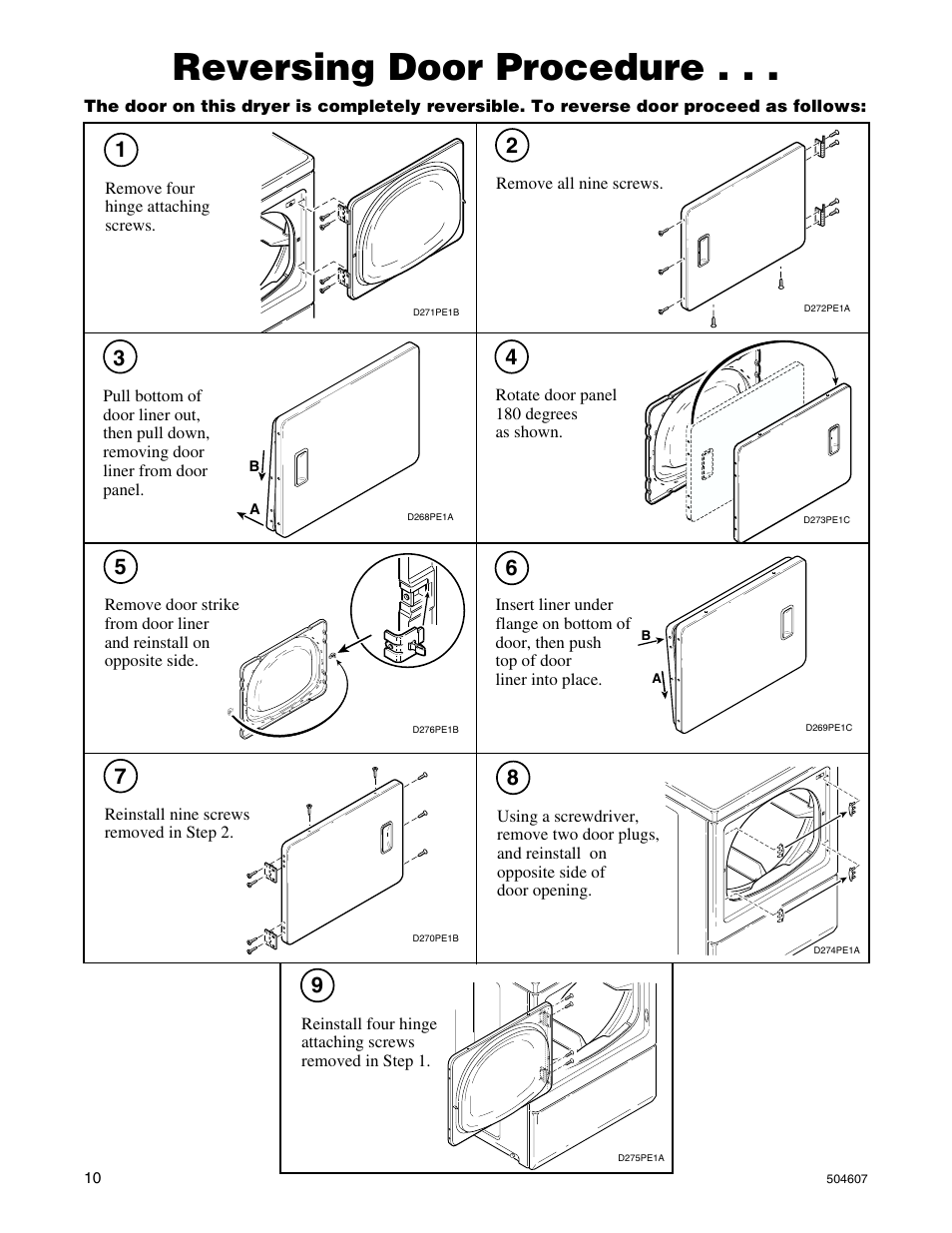 Reversing door procedure | Alliance Laundry Systems LES37A User Manual | Page 12 / 52
