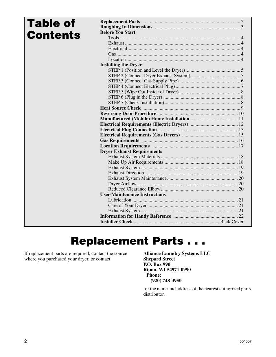 Alliance Laundry Systems LES37A User Manual | Page 4 / 52