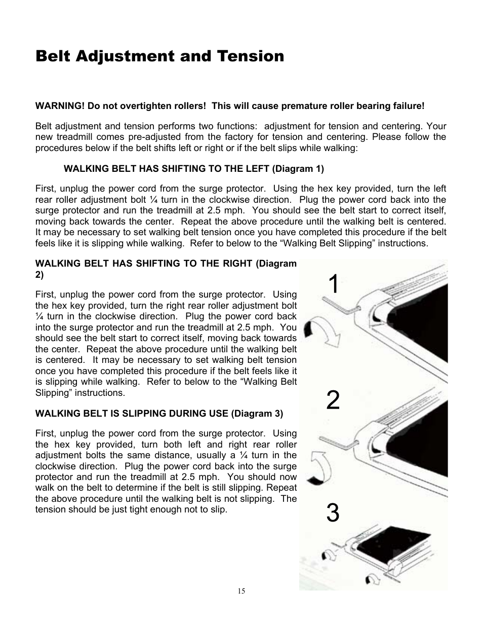 Belt adjustment and tension | Alliance Laundry Systems 815 User Manual | Page 15 / 21
