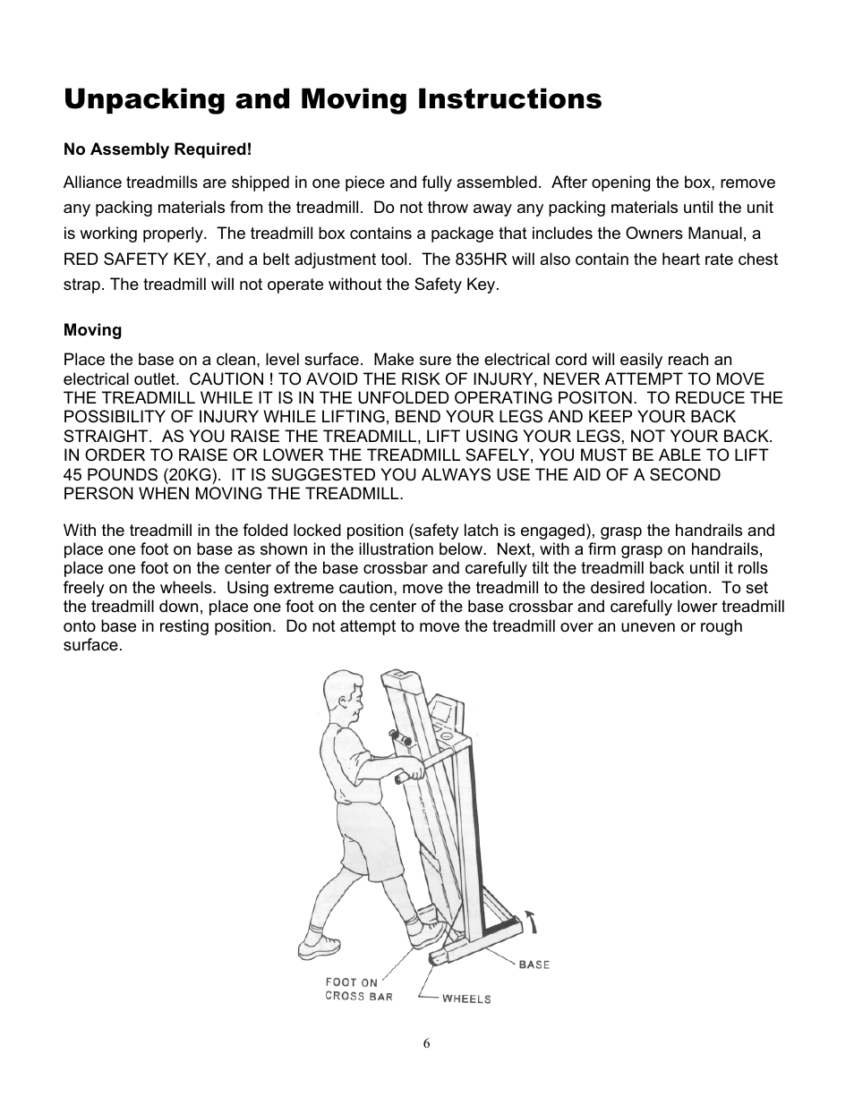 Unpacking and moving instructions | Alliance Laundry Systems 815 User Manual | Page 6 / 21