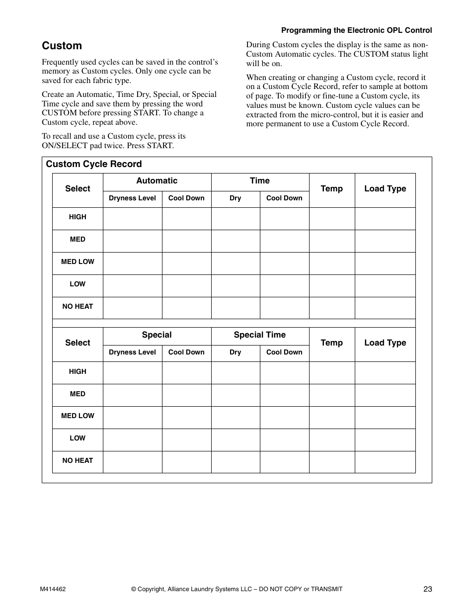 Custom | Alliance Laundry Systems T453I User Manual | Page 25 / 68