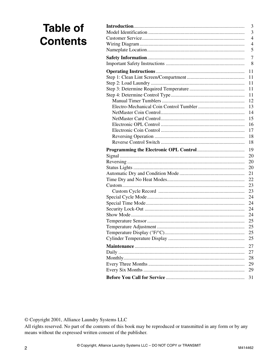 Alliance Laundry Systems T453I User Manual | Page 4 / 68