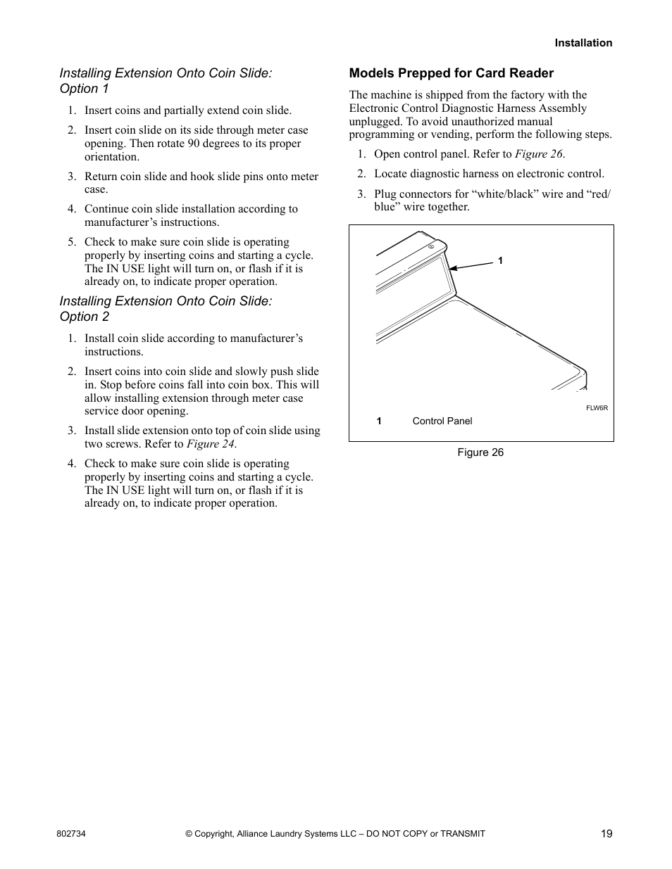 Models prepped for card reader | Alliance Laundry Systems FRONTLOAD WASHERS FLW1526C User Manual | Page 21 / 40