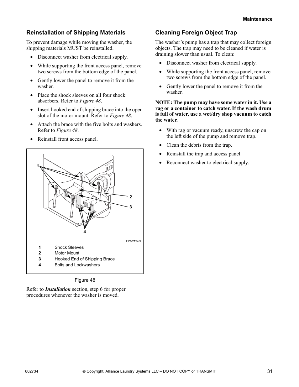 Alliance Laundry Systems FRONTLOAD WASHERS FLW1526C User Manual | Page 33 / 40