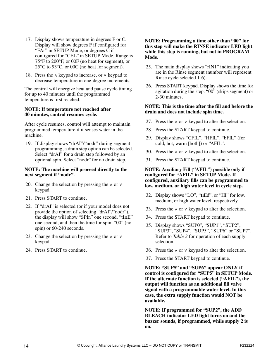 Temperature controlled fill rinse 1 – rinse 6 | Alliance Laundry Systems CHM1766C User Manual | Page 16 / 24