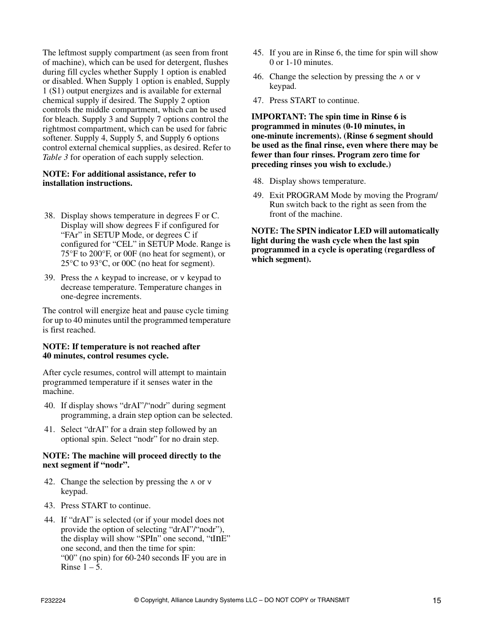 Temperature controlled fill | Alliance Laundry Systems CHM1766C User Manual | Page 17 / 24