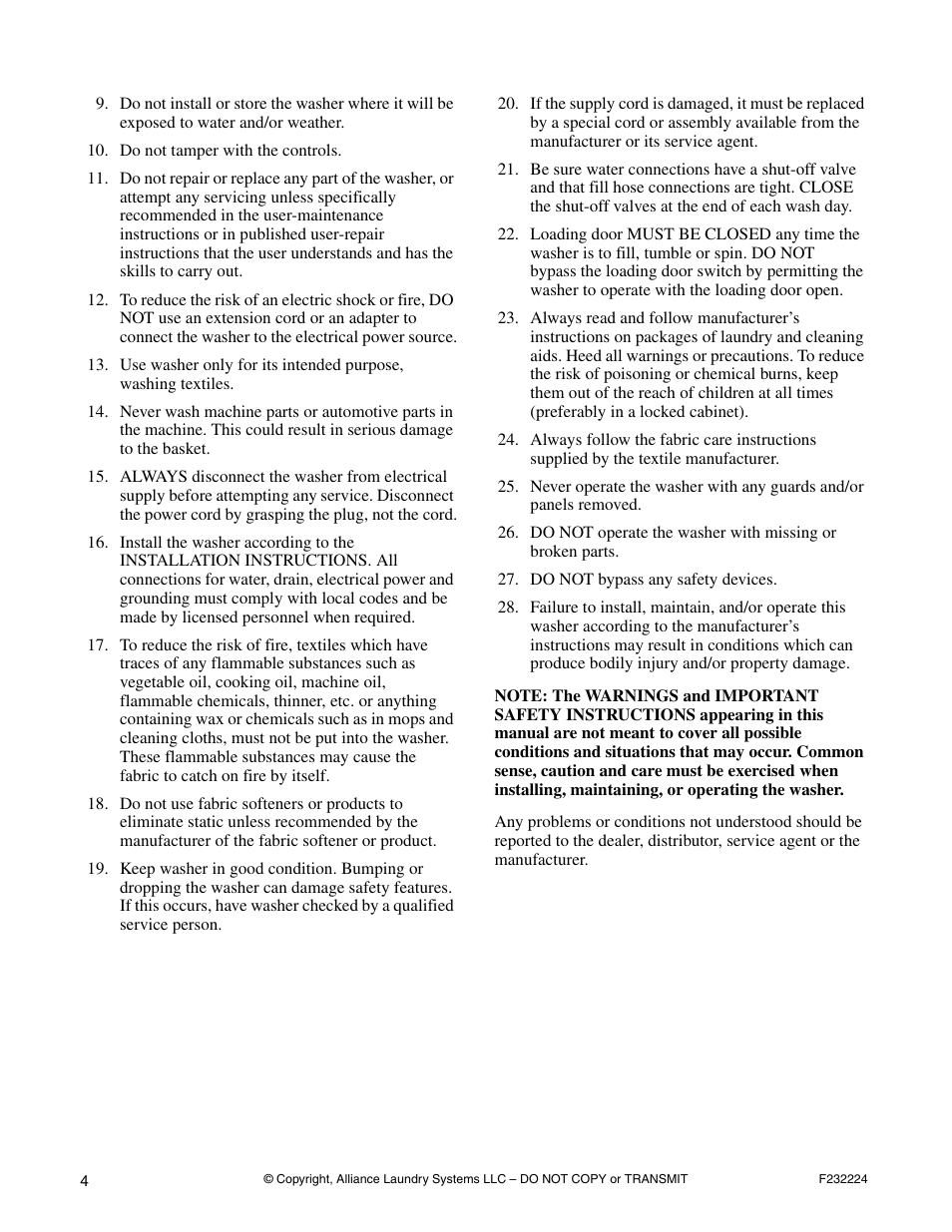 Alliance Laundry Systems CHM1766C User Manual | Page 6 / 24