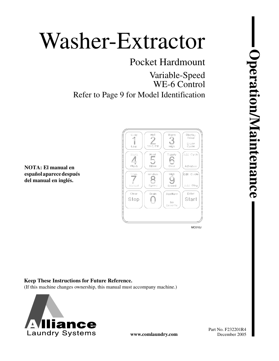 Alliance Laundry Systems F232201R4 User Manual | 36 pages