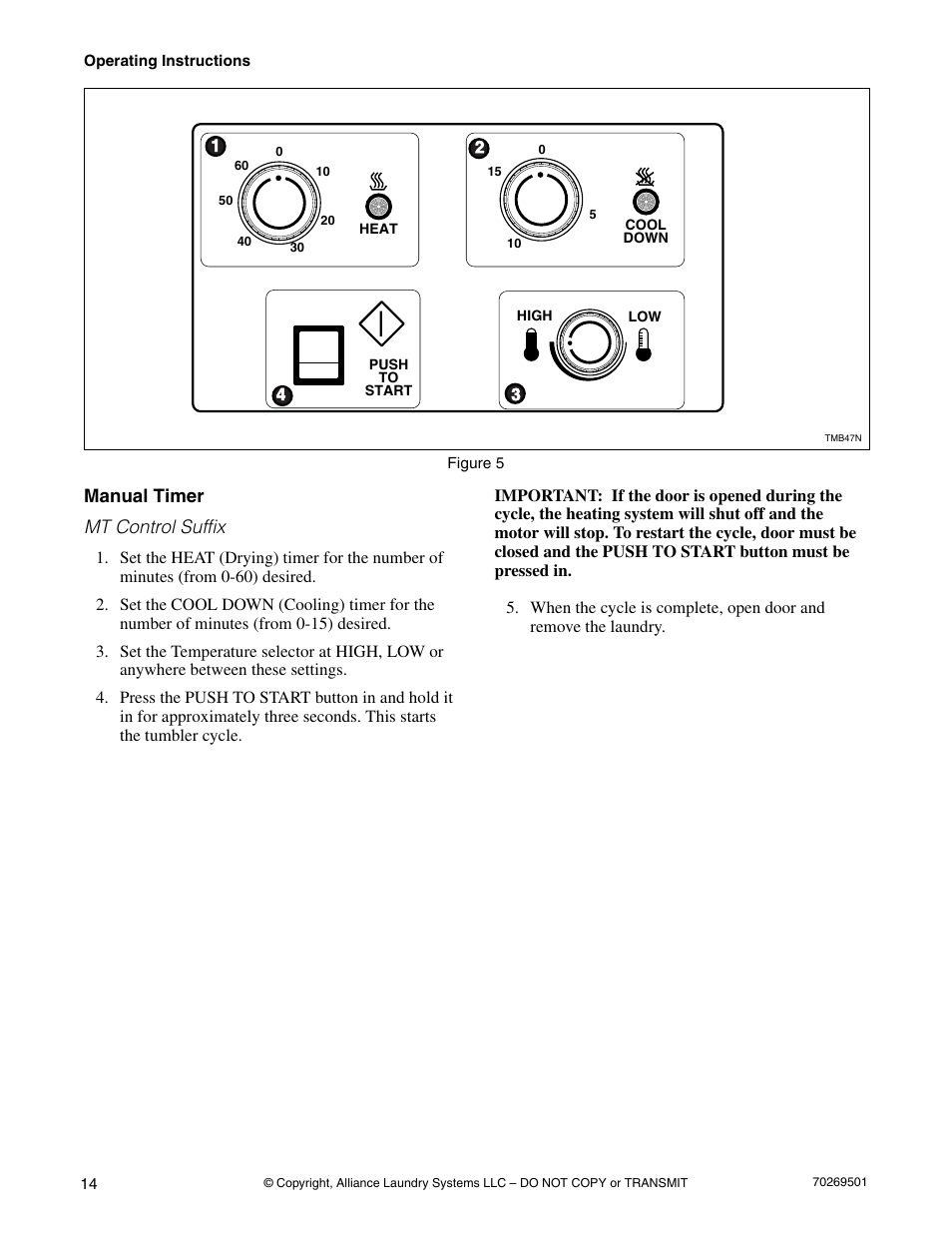 Manual timer | Alliance Laundry Systems DRYING TUMBLERS 70269501R3 User Manual | Page 16 / 30