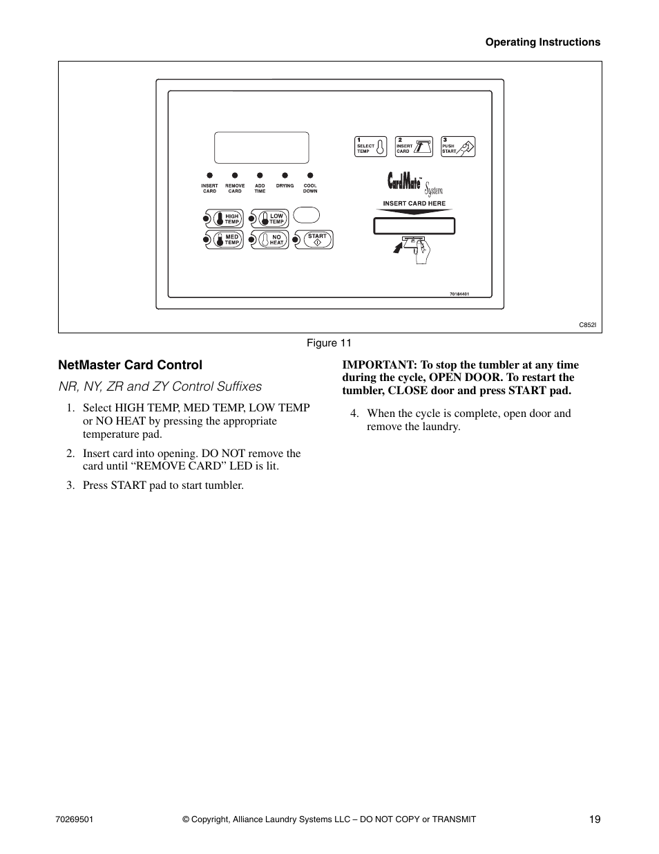 Netmaster card control | Alliance Laundry Systems DRYING TUMBLERS 70269501R3 User Manual | Page 21 / 30