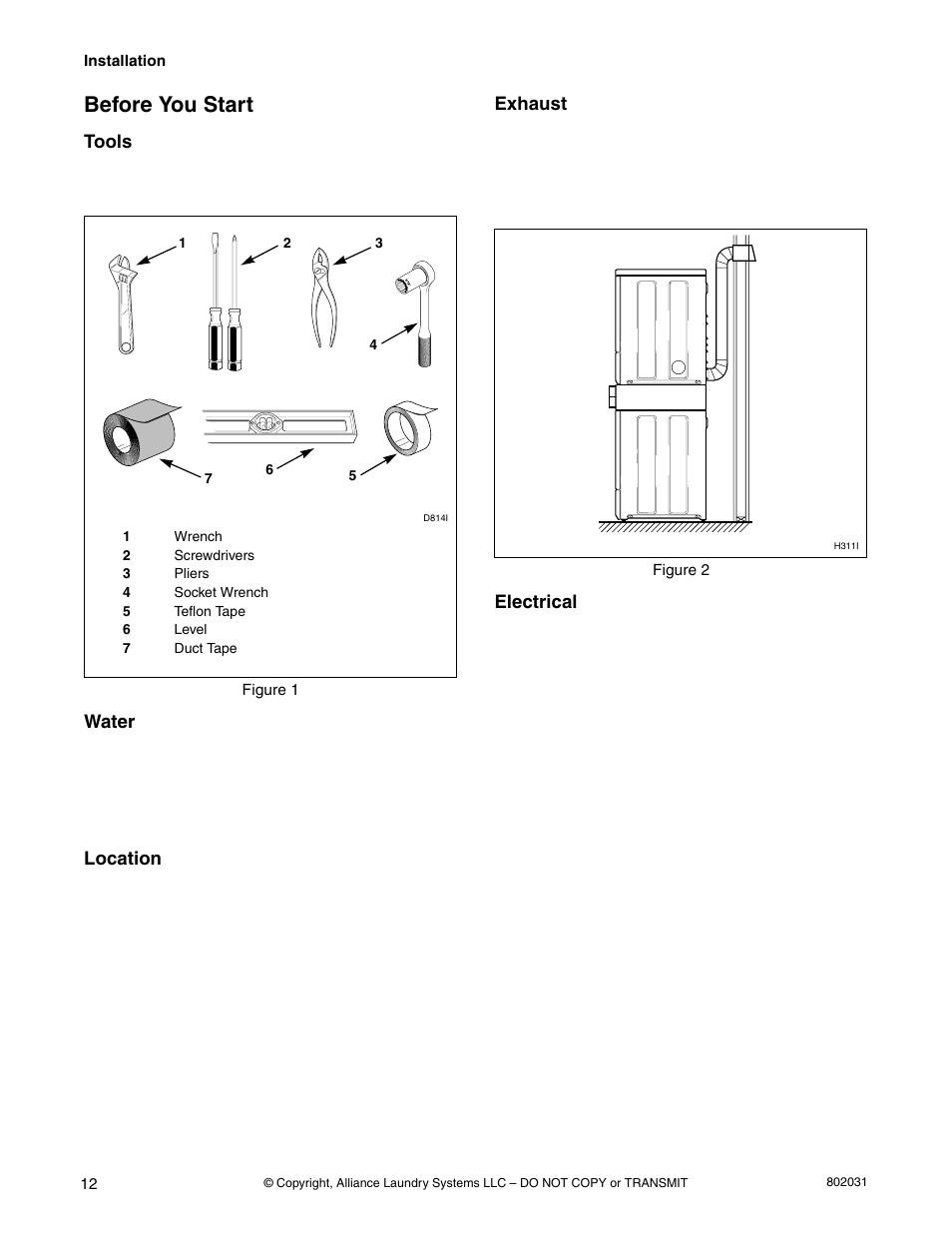 Before you start | Alliance Laundry Systems SWD444C User Manual | Page 14 / 48