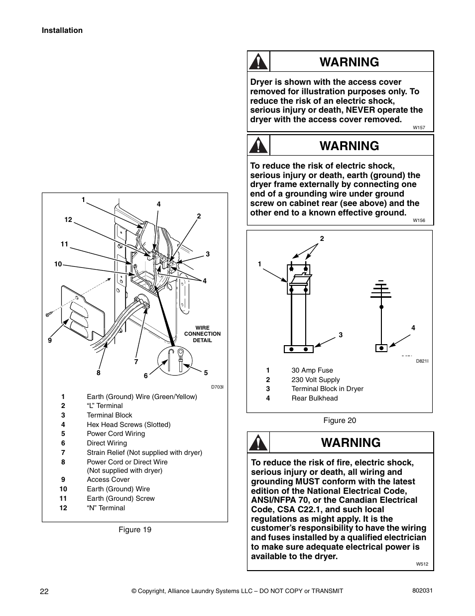 Warning | Alliance Laundry Systems SWD444C User Manual | Page 24 / 48