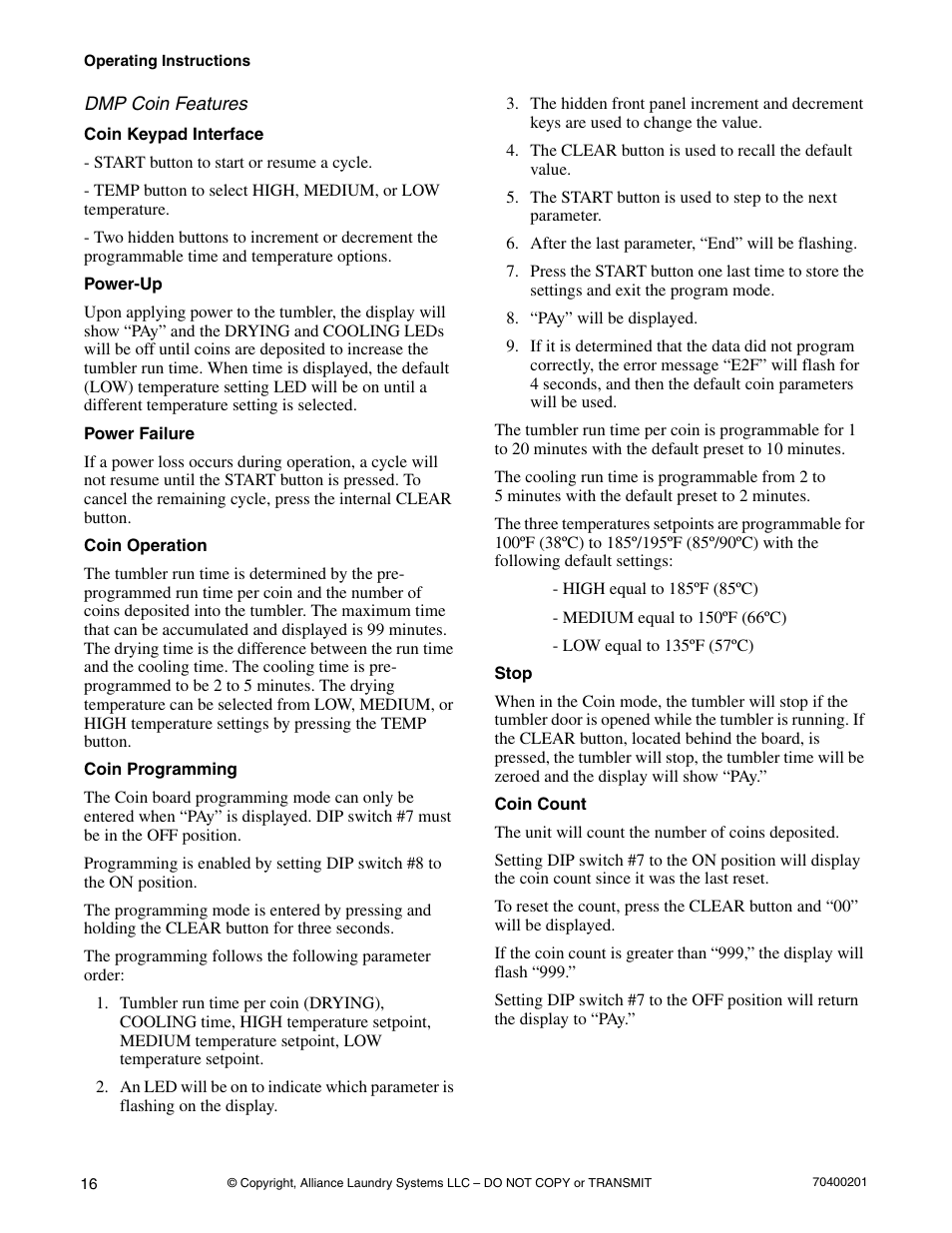 Alliance Laundry Systems 25 User Manual | Page 18 / 28