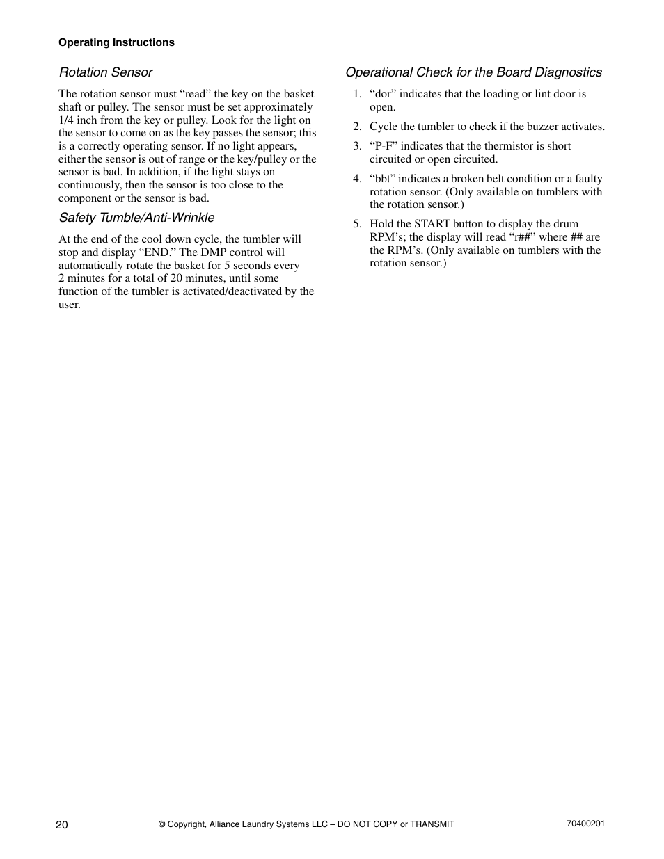 Alliance Laundry Systems 25 User Manual | Page 22 / 28