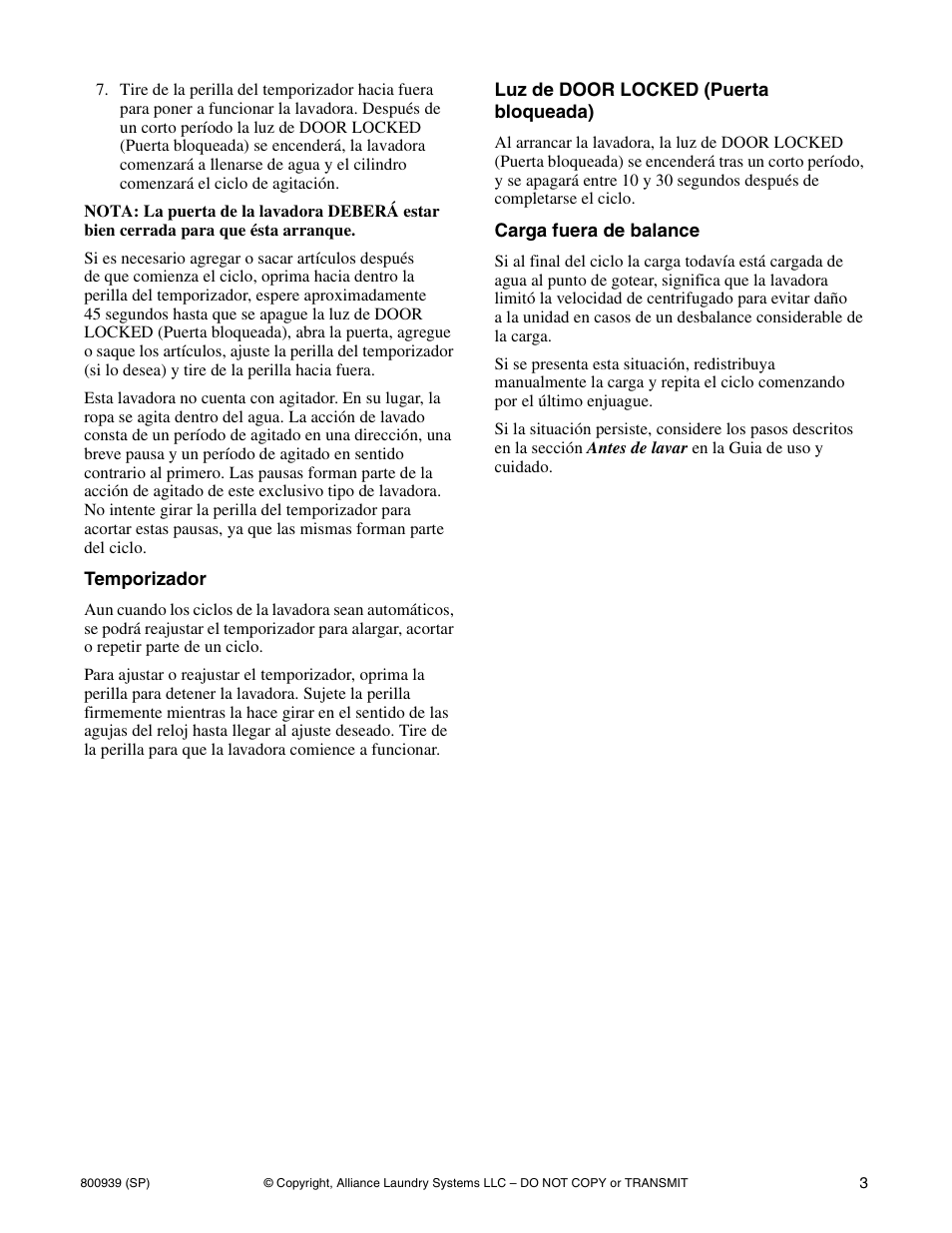Alliance Laundry Systems LTS87A*H User Manual | Page 13 / 16