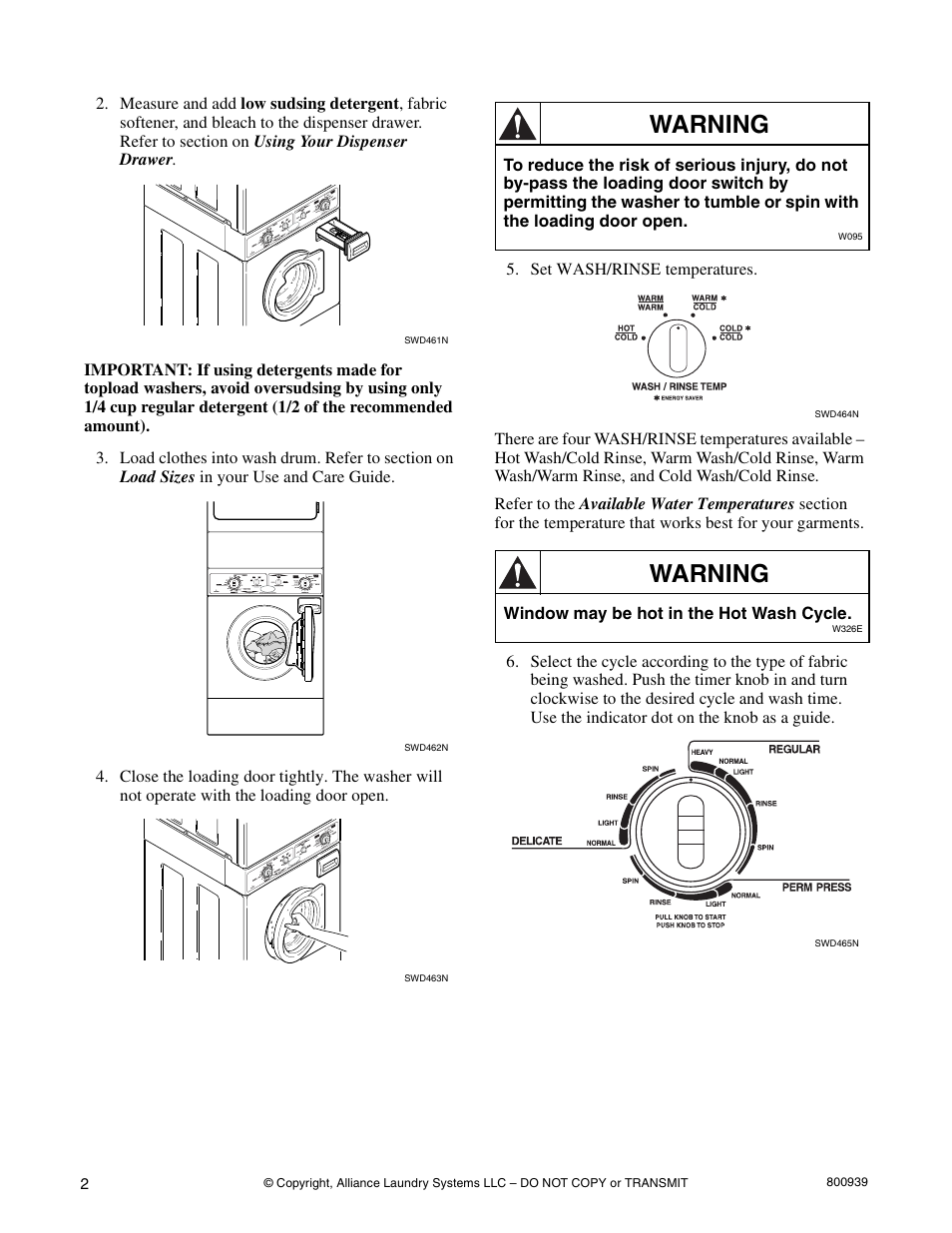 Warning | Alliance Laundry Systems LTS87A*H User Manual | Page 4 / 16