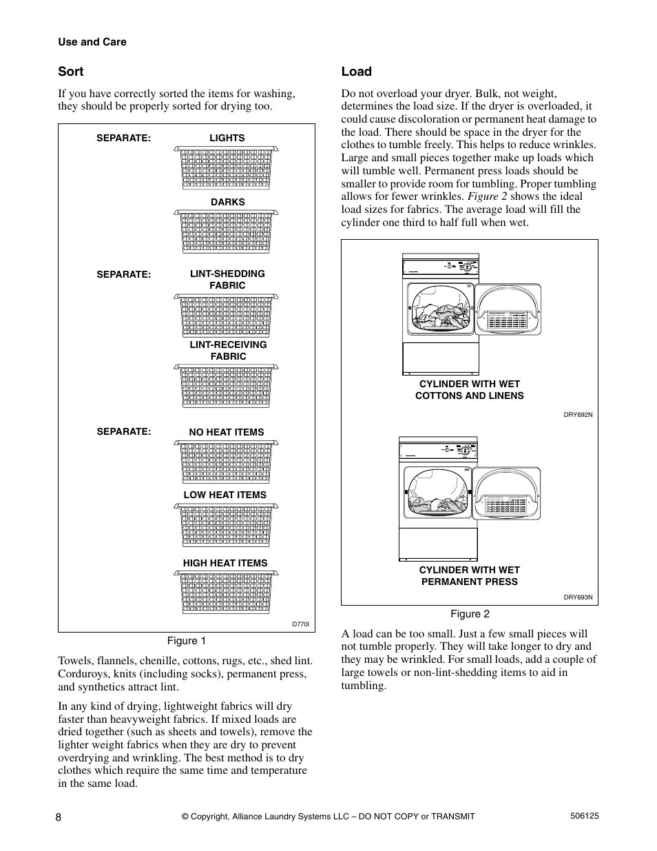 Sort, Load | Alliance Laundry Systems DRY683C User Manual | Page 10 / 42