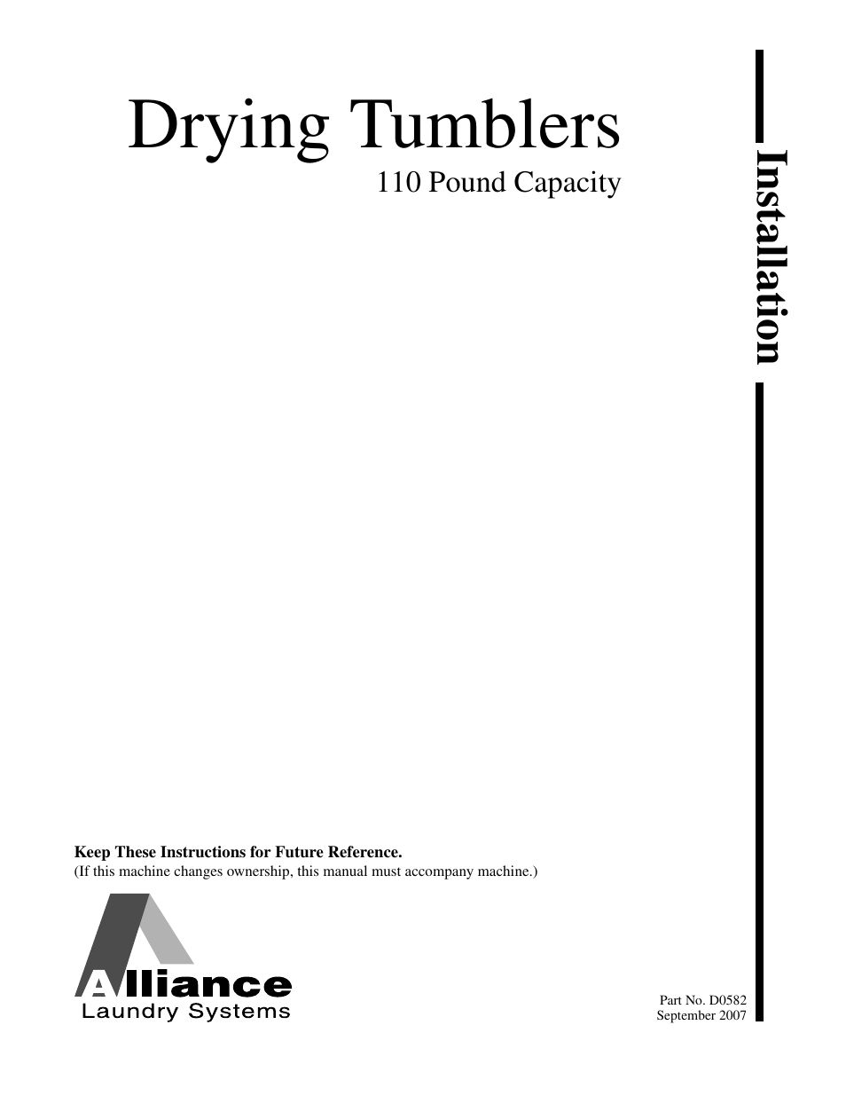 Alliance Laundry Systems HD110 User Manual | 30 pages