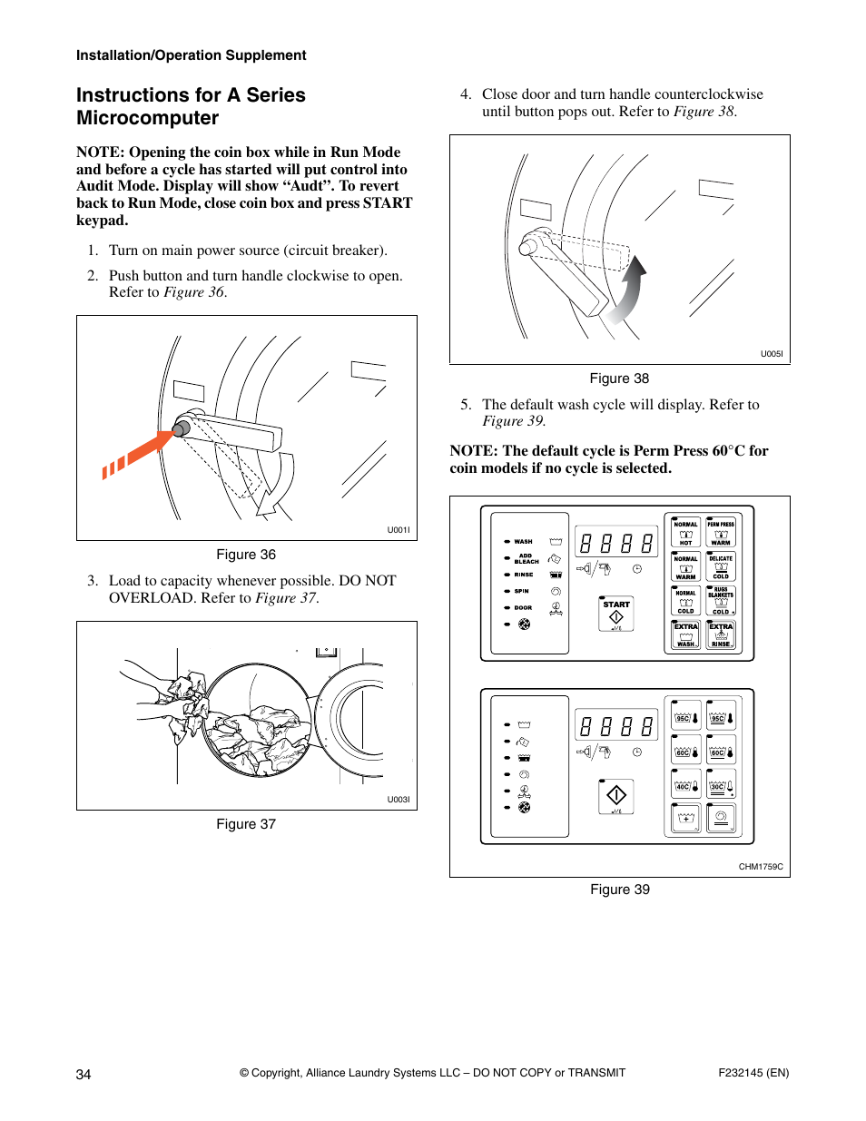 Instructions for a series microcomputer | Alliance Laundry Systems Washer-Extractor User Manual | Page 36 / 38