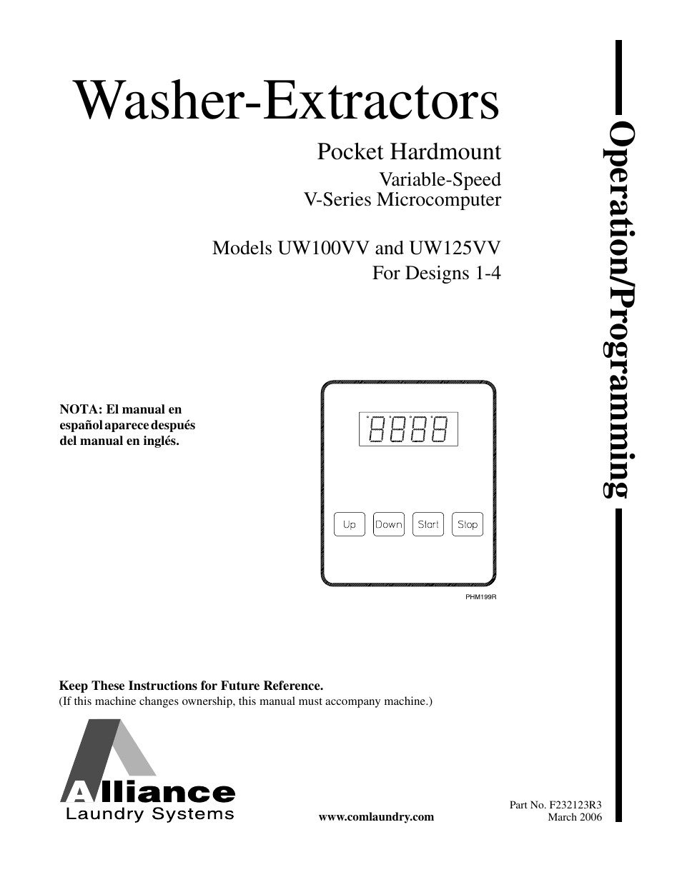 Alliance Laundry Systems UW125VV User Manual | 40 pages