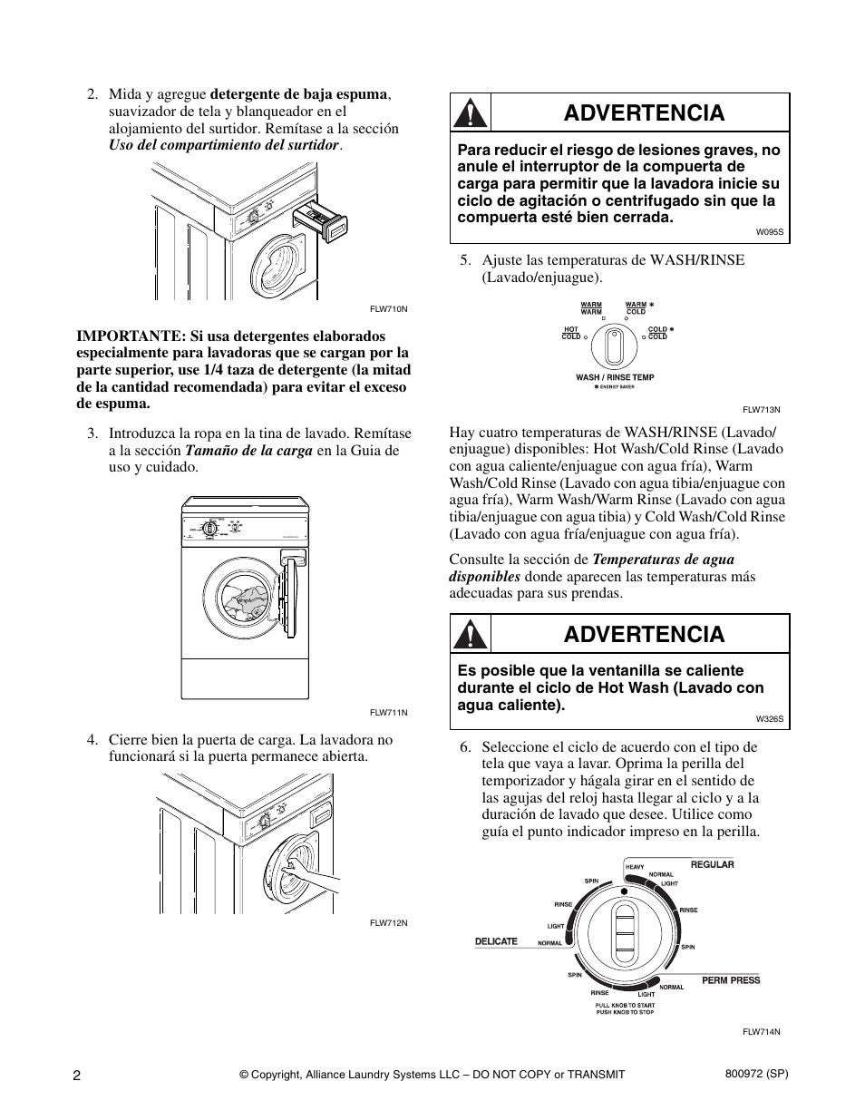 Advertencia | Alliance Laundry Systems FTZ80A*H User Manual | Page 12 / 16