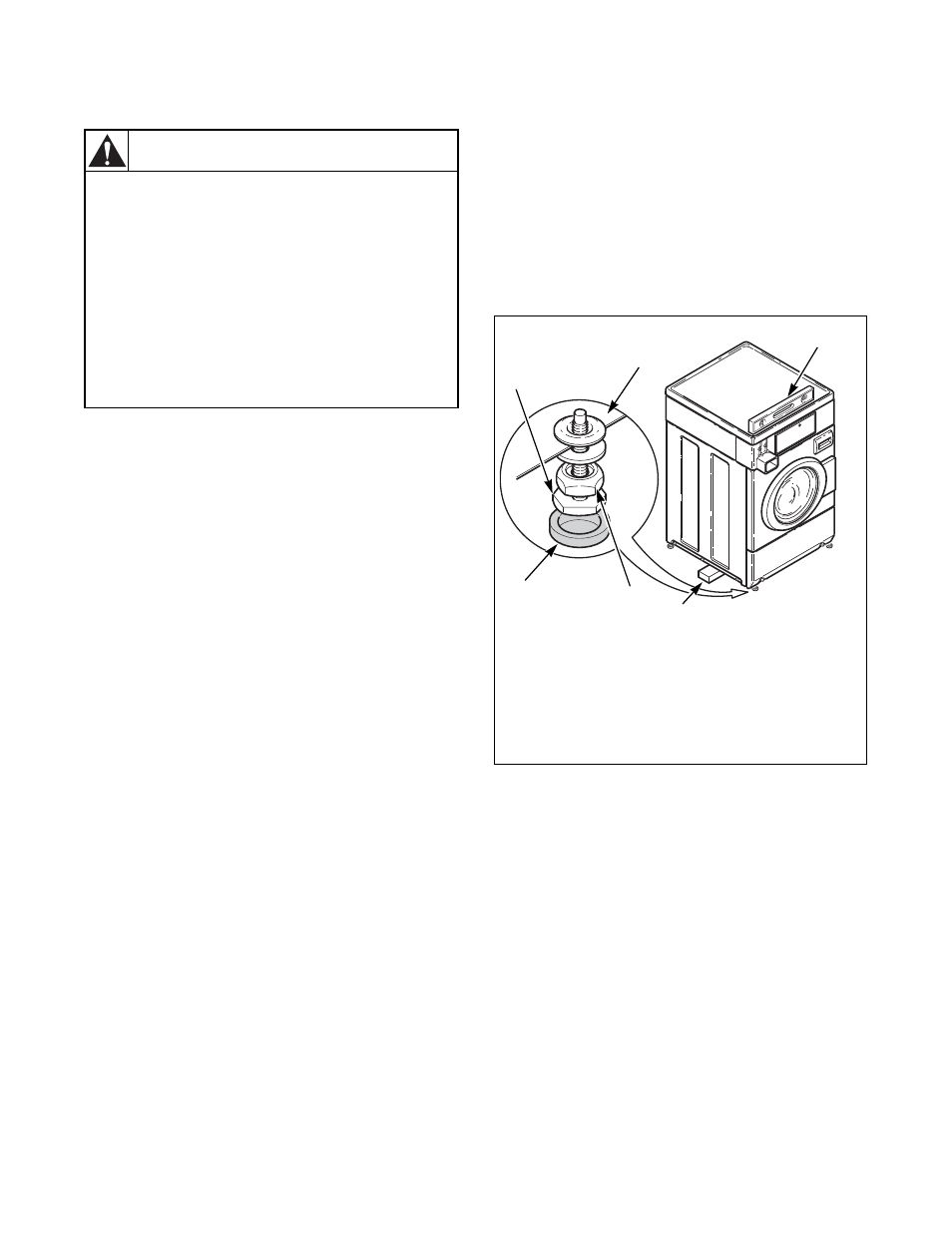 Step 4: position and level the washer, Warning | Alliance Laundry Systems FLW1527C User Manual | Page 12 / 26