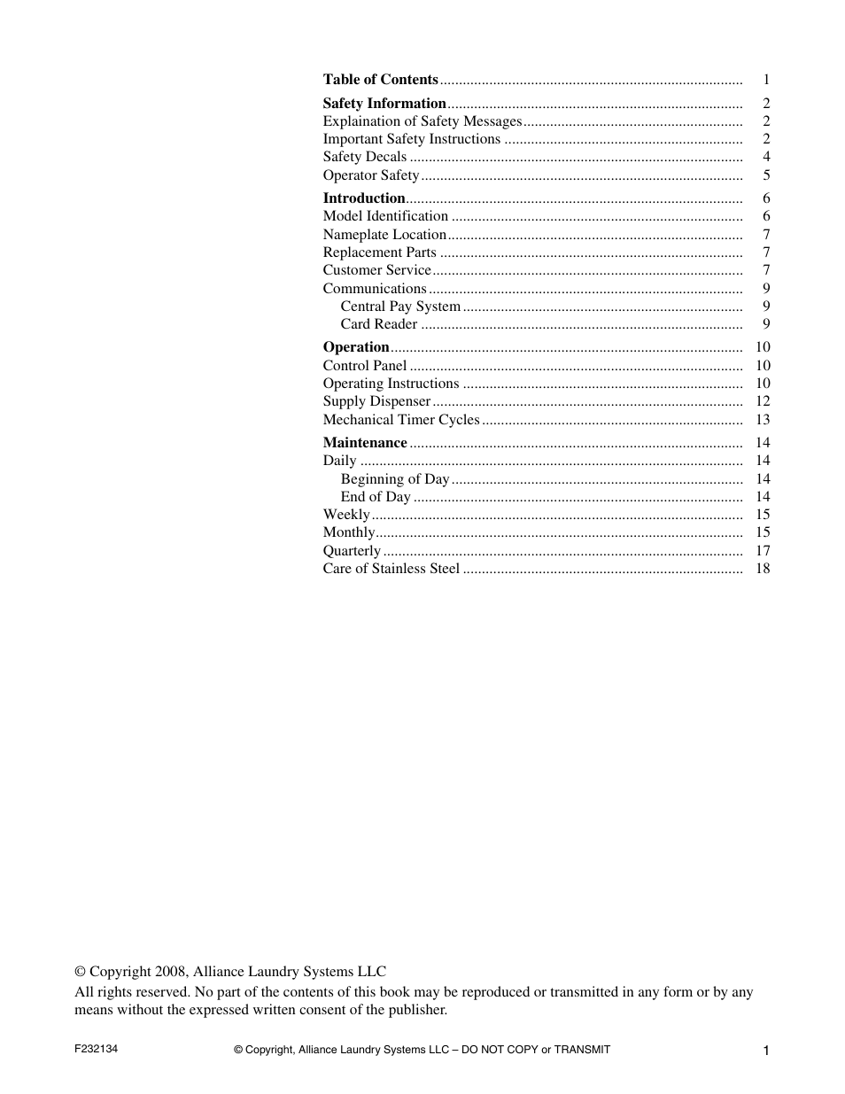 Alliance Laundry Systems Hardmount Coin and OPL User Manual | Page 3 / 20