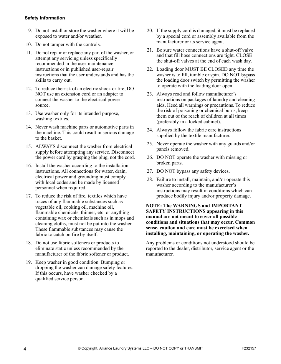 Alliance Laundry Systems F232157R7 User Manual | Page 6 / 36
