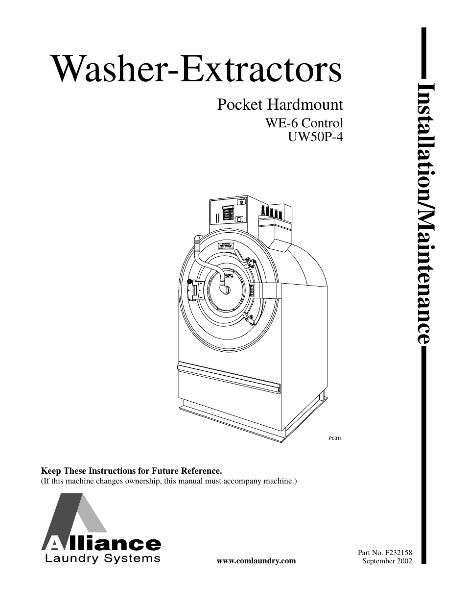 Alliance Laundry Systems UW50P-4 User Manual | 28 pages