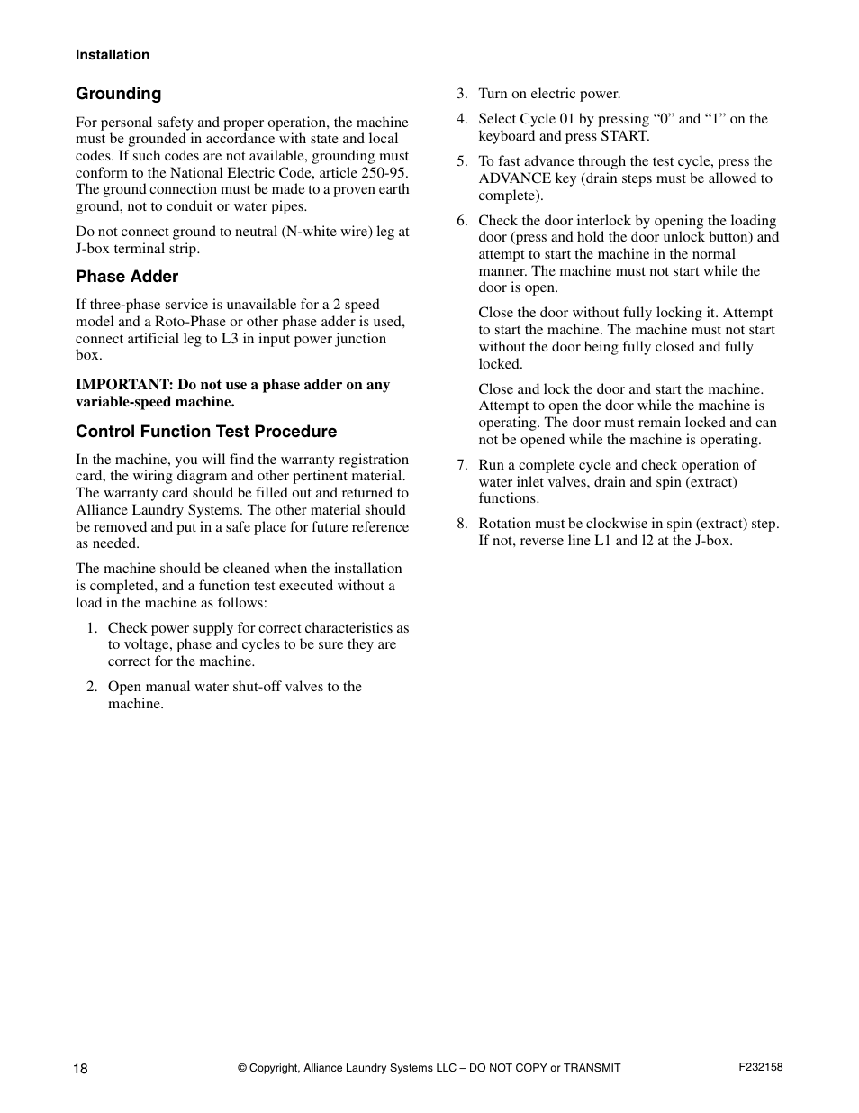 Alliance Laundry Systems UW50P-4 User Manual | Page 20 / 28