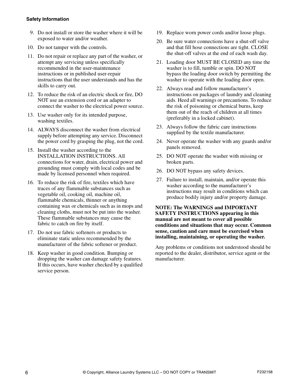 Alliance Laundry Systems UW50P-4 User Manual | Page 8 / 28