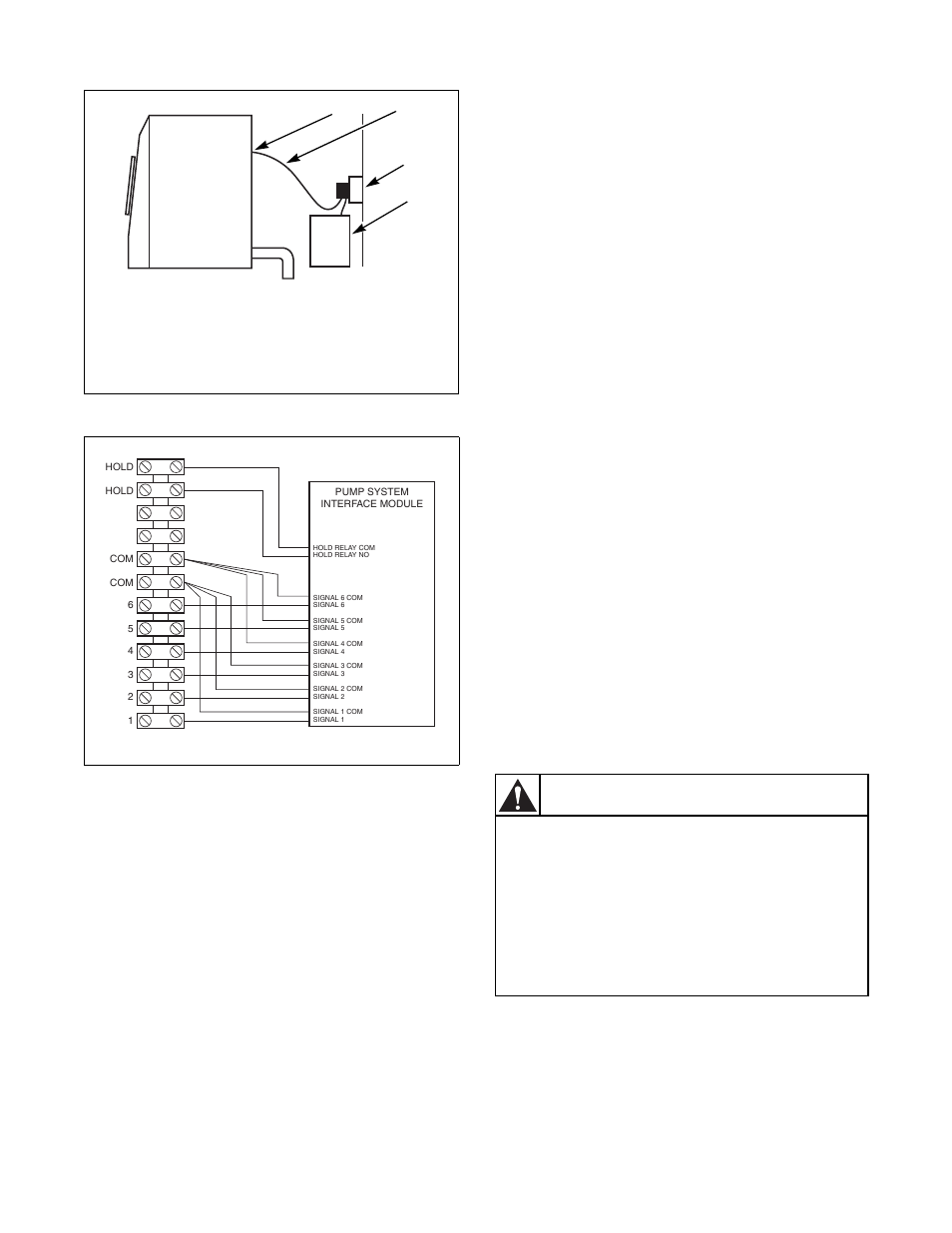 Connection of chemical pump signals, Warning | Alliance Laundry Systems PHM1397C User Manual | Page 47 / 48