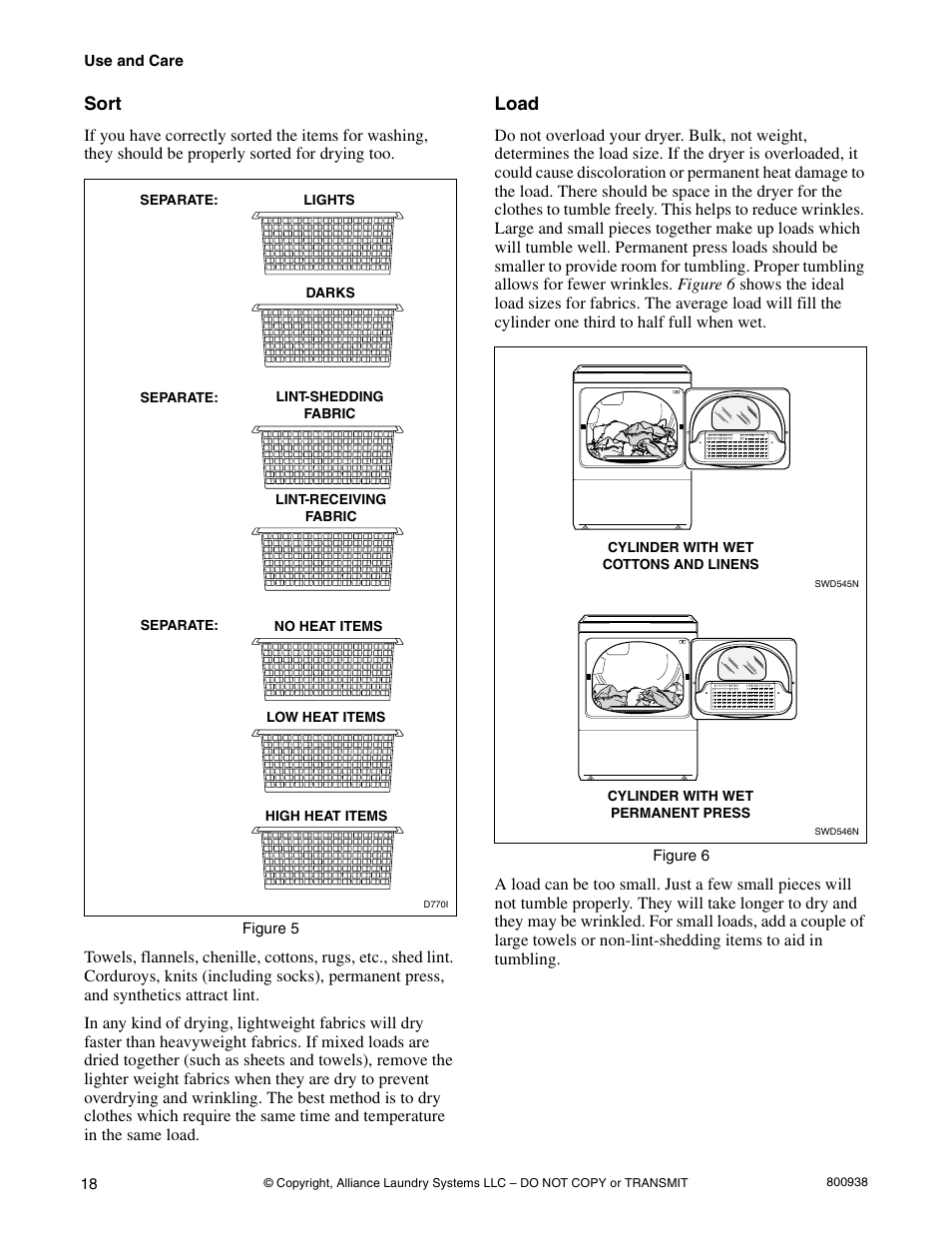 Sort, Load | Alliance Laundry Systems SWD439C User Manual | Page 20 / 62