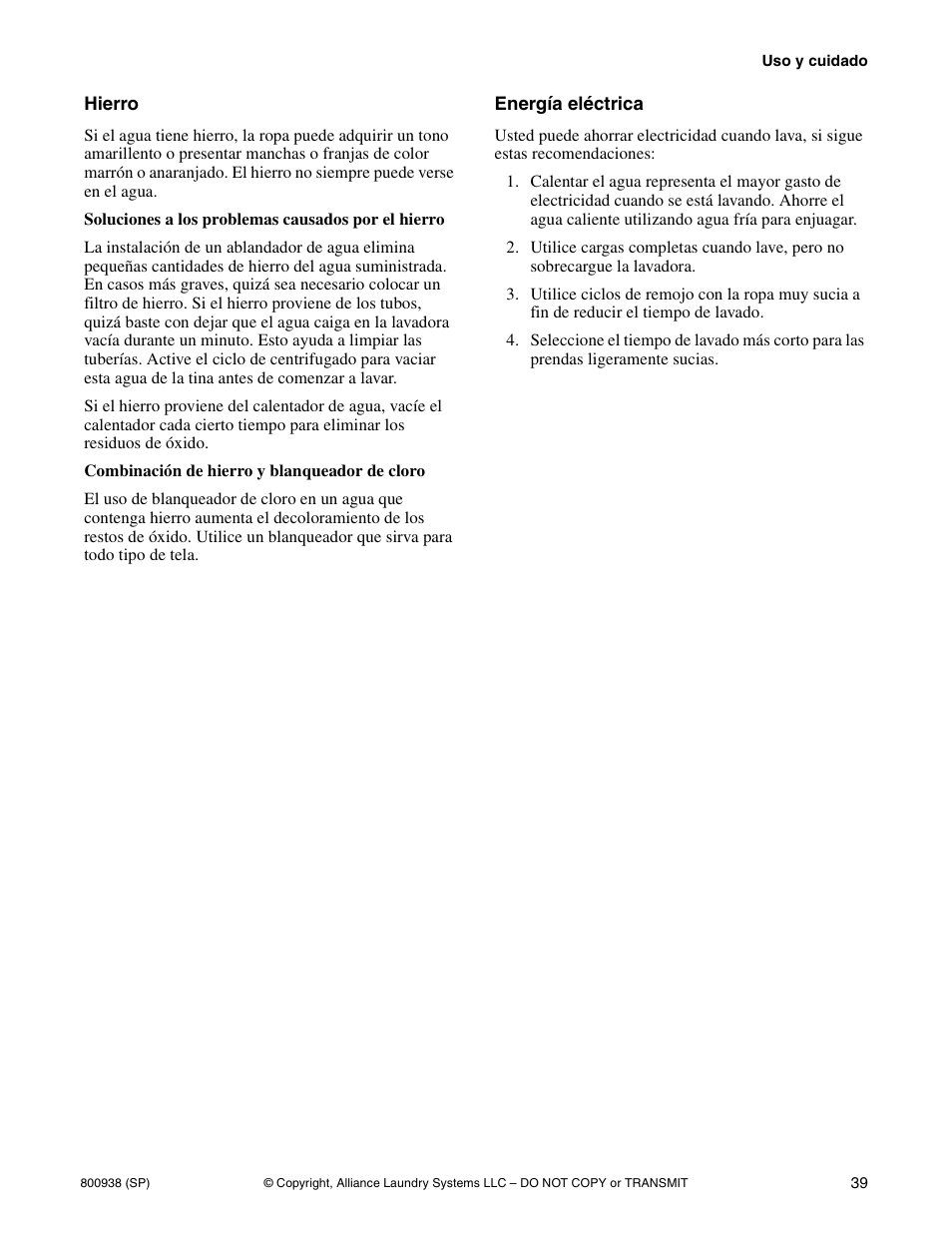 Alliance Laundry Systems SWD439C User Manual | Page 41 / 62