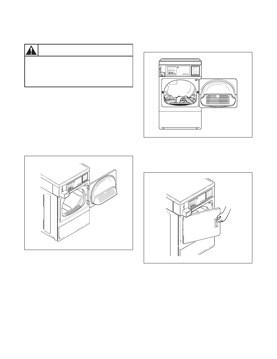 Operation instructions for netmaster dryers, Warning, Step 1: clean lint filter | Step 2: load laundry, Step 3: close loading door | Alliance Laundry Systems DRY684C User Manual | Page 37 / 46