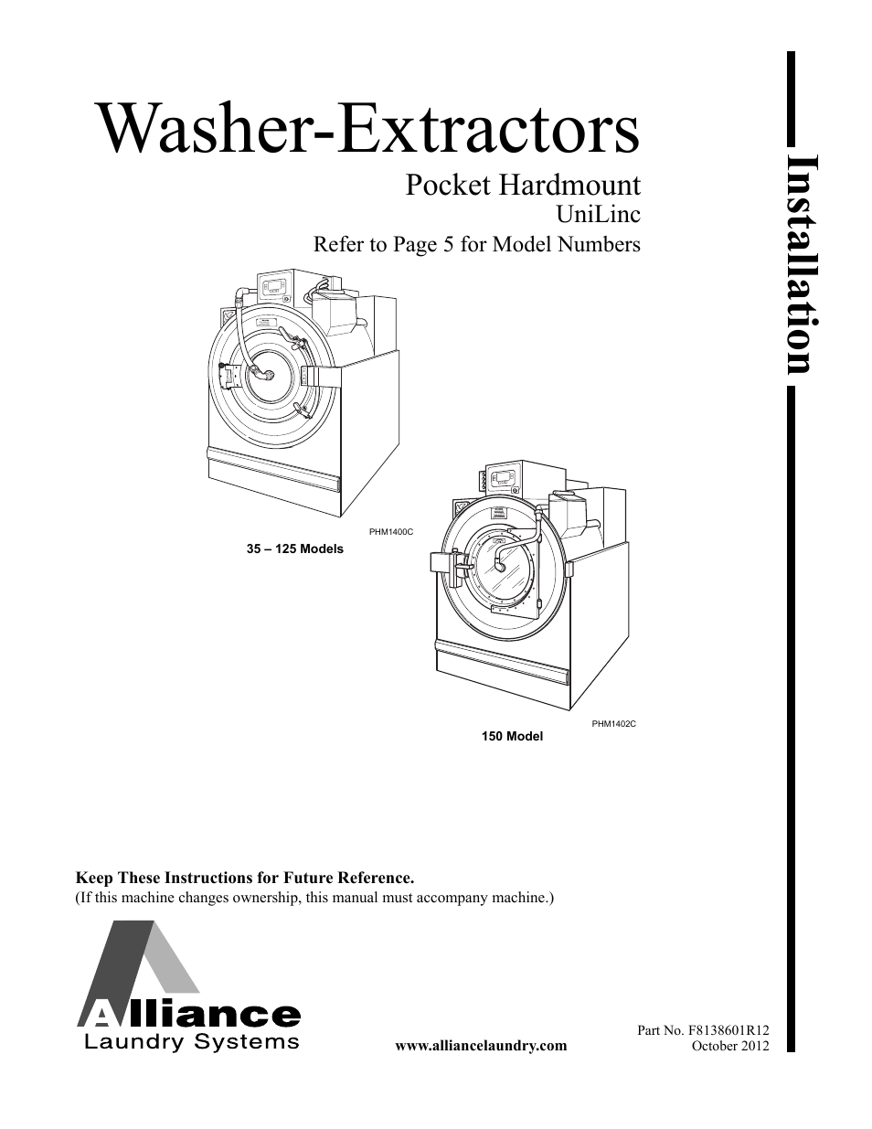 Alliance Laundry Systems PHM802N User Manual | 48 pages