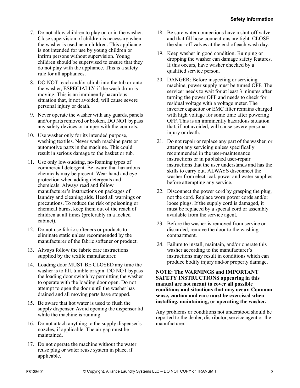Alliance Laundry Systems PHM802N User Manual | Page 5 / 48