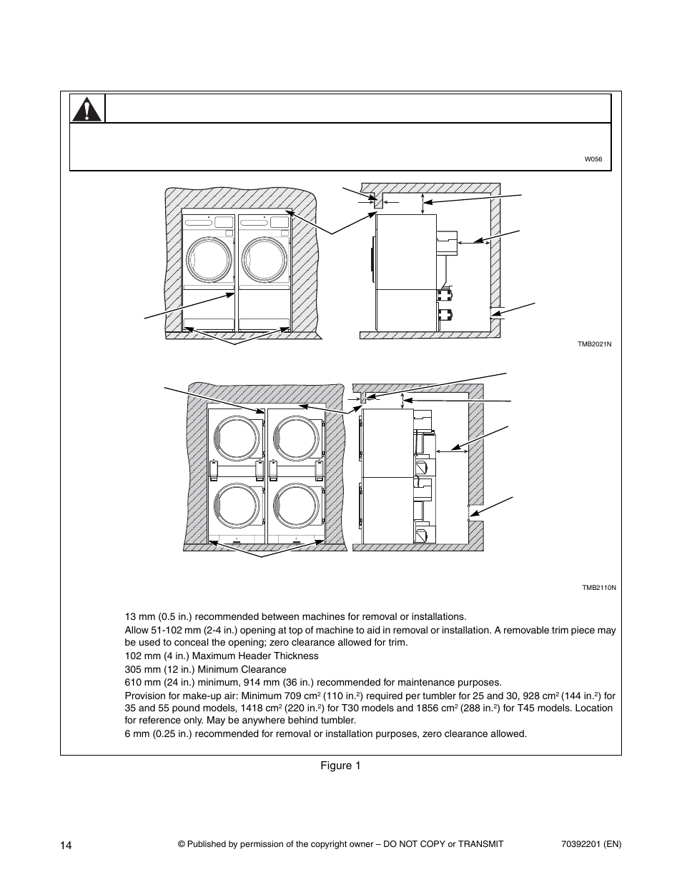Position and level the tumbler, Warning | Alliance Laundry Systems Dryer Tumblers User Manual | Page 16 / 31