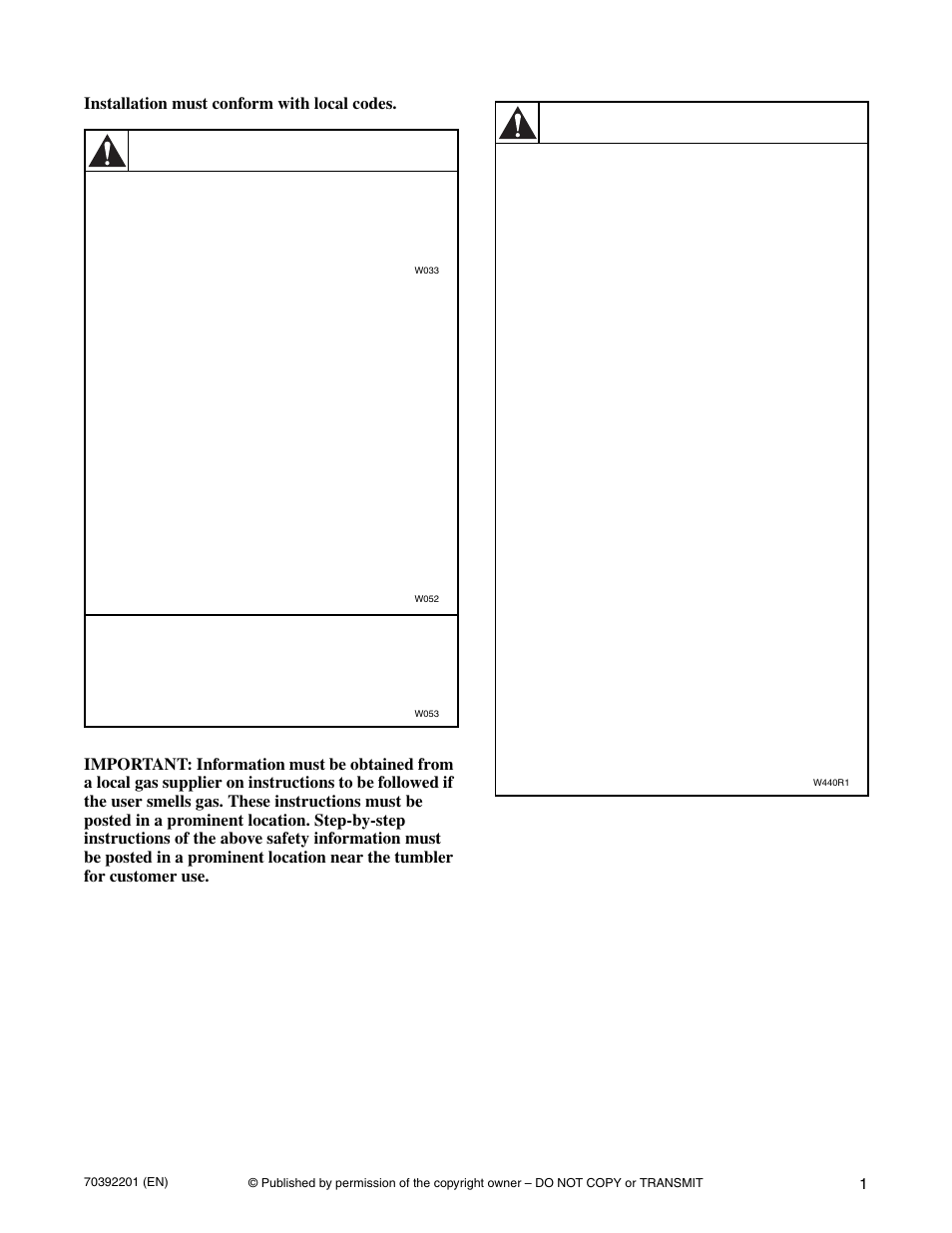 Warning | Alliance Laundry Systems Dryer Tumblers User Manual | Page 3 / 31