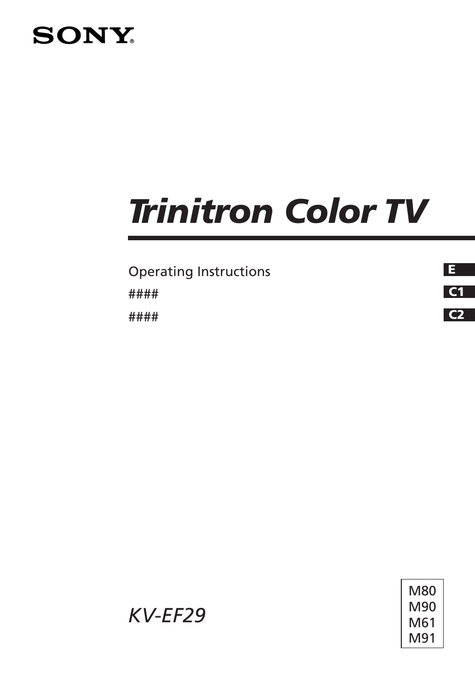 Sony KV-EF29M61 User Manual | 42 pages