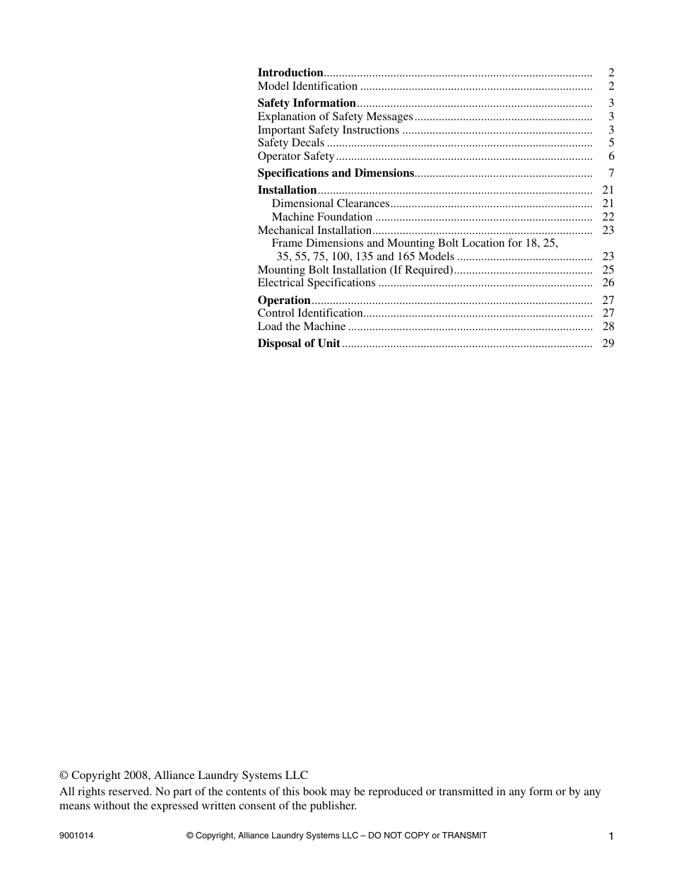 Alliance Laundry Systems SW039 User Manual | Page 3 / 30