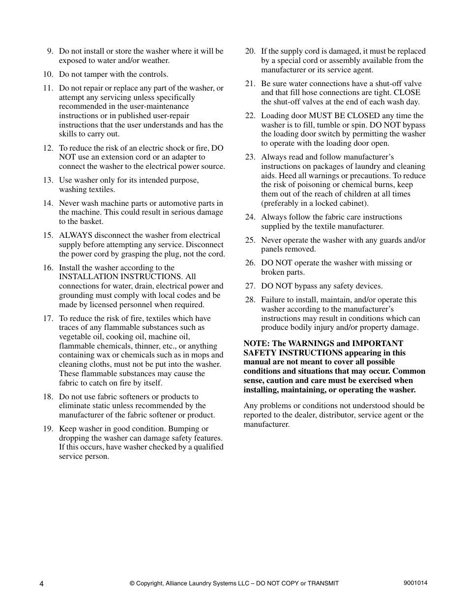 Alliance Laundry Systems SW039 User Manual | Page 6 / 30