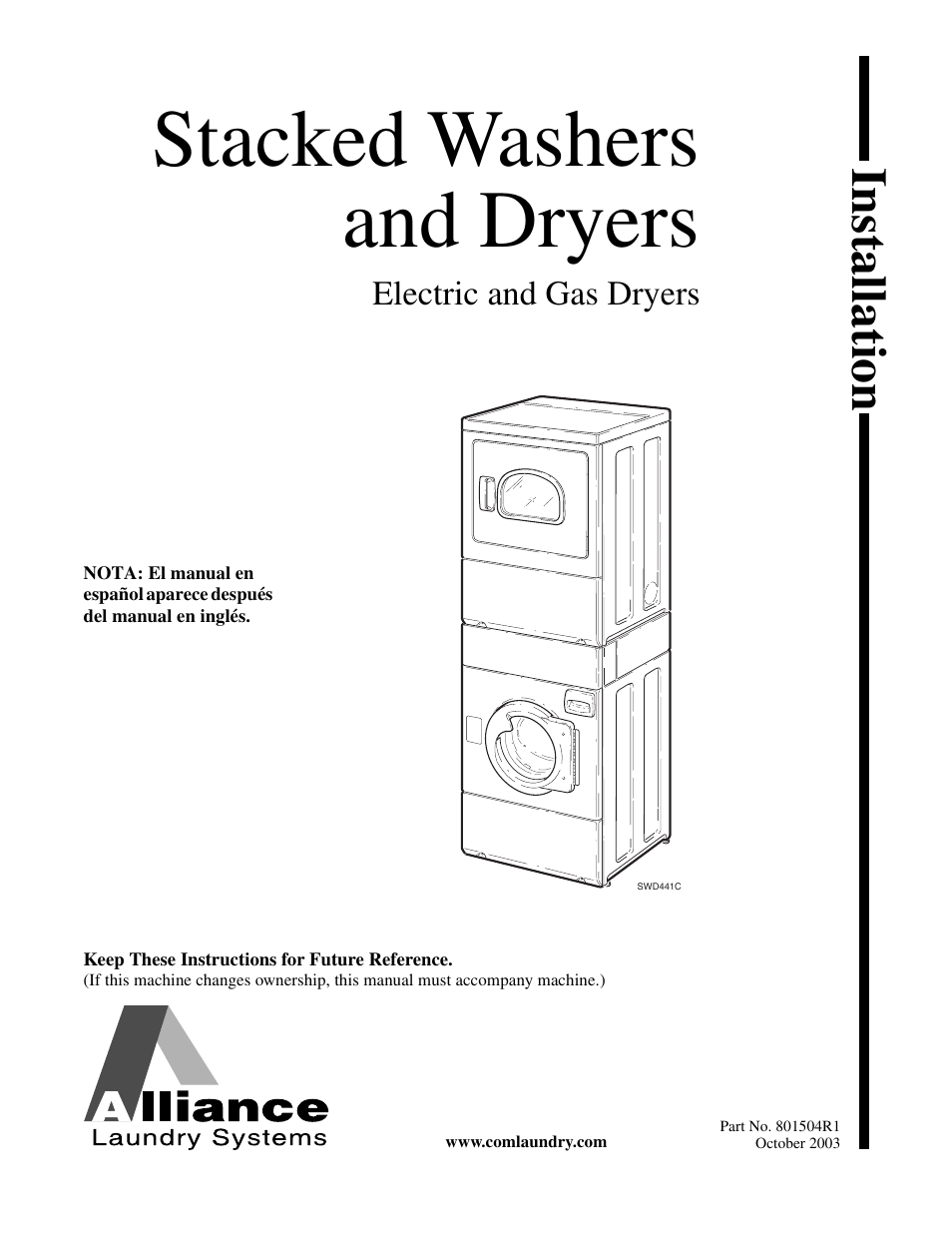 Alliance Laundry Systems Washer/Dryer User Manual | 78 pages
