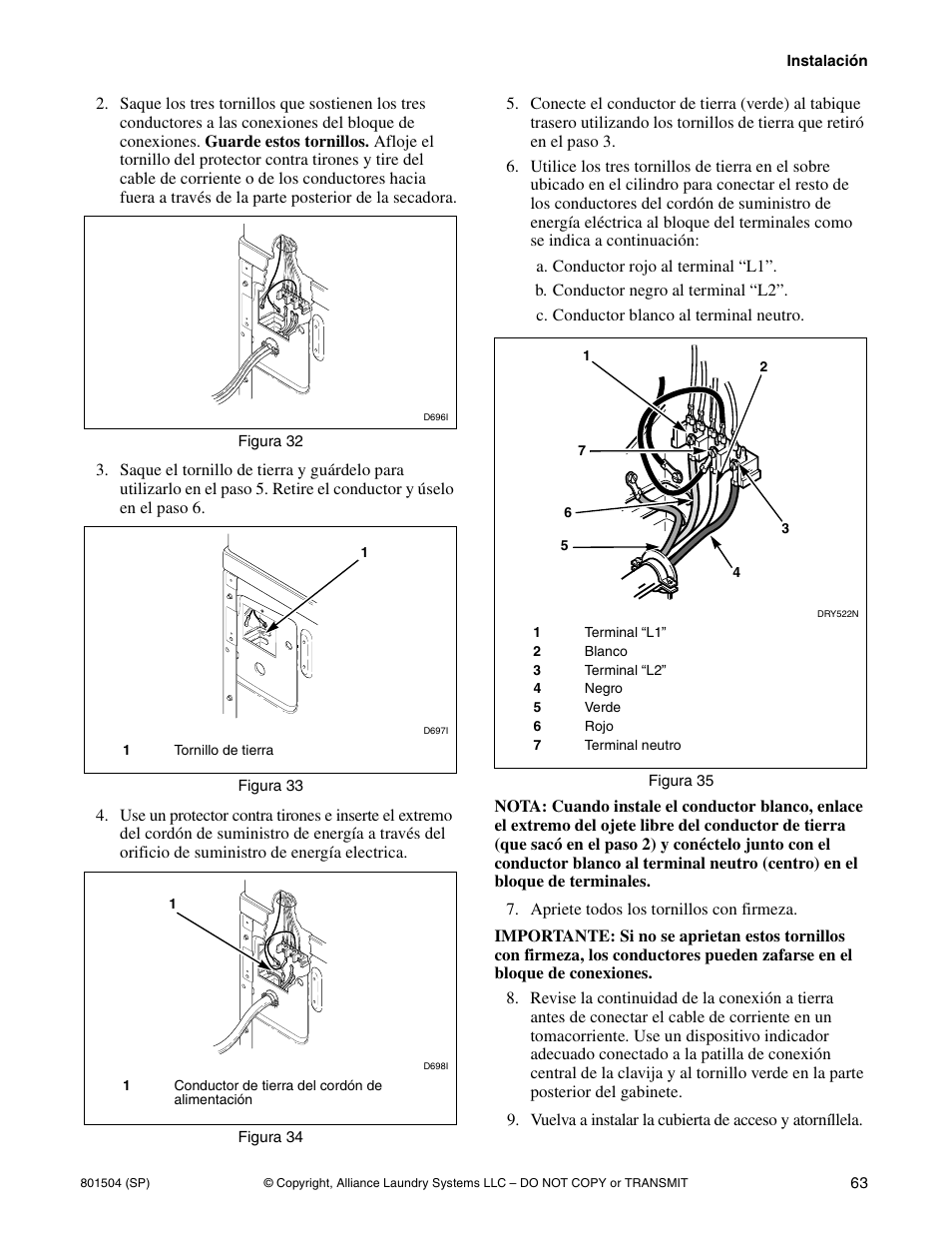 Alliance Laundry Systems Washer/Dryer User Manual | Page 65 / 78