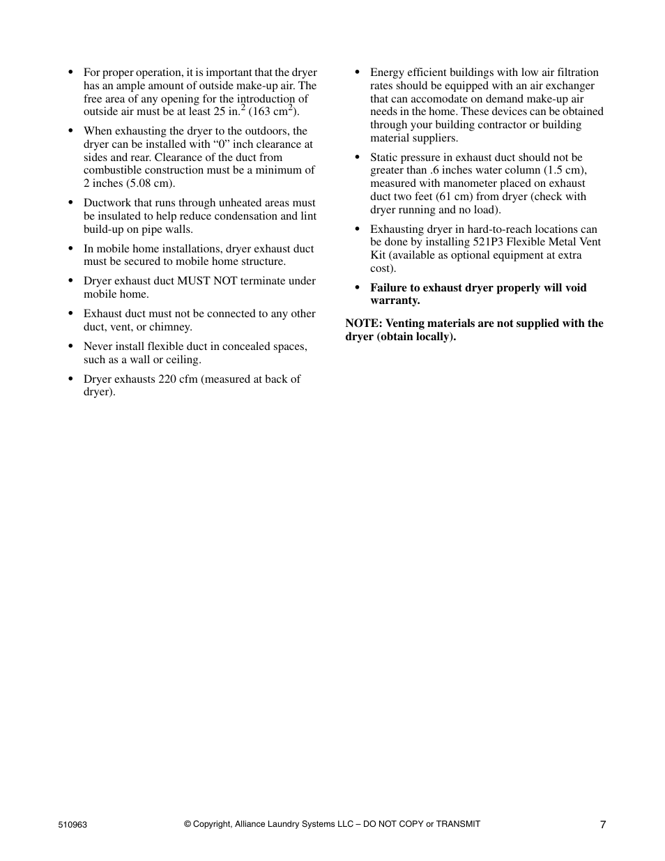 Alliance Laundry Systems Clothes Dryer User Manual | Page 7 / 20