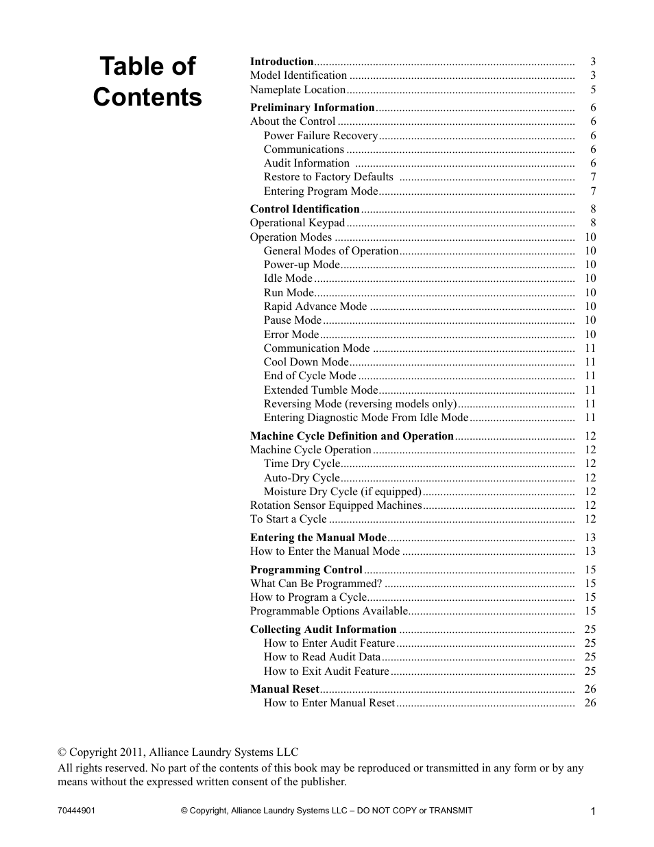 Alliance Laundry Systems 70444901R3 User Manual | Page 3 / 42