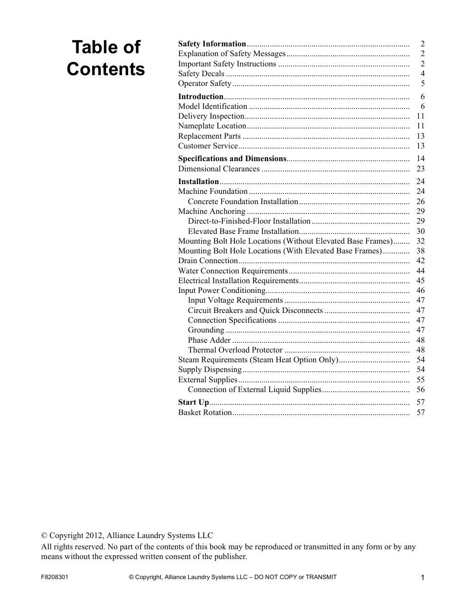 Alliance Laundry Systems CHM1772C User Manual | Page 3 / 60